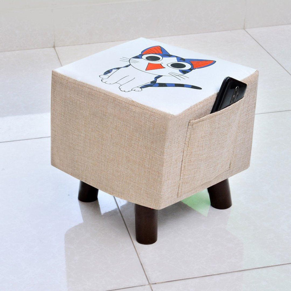 Wooden stool Square shape Cat Print-249 - 92Bedding