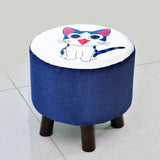 Wooden stool round shape Cat Print-243 - 92Bedding