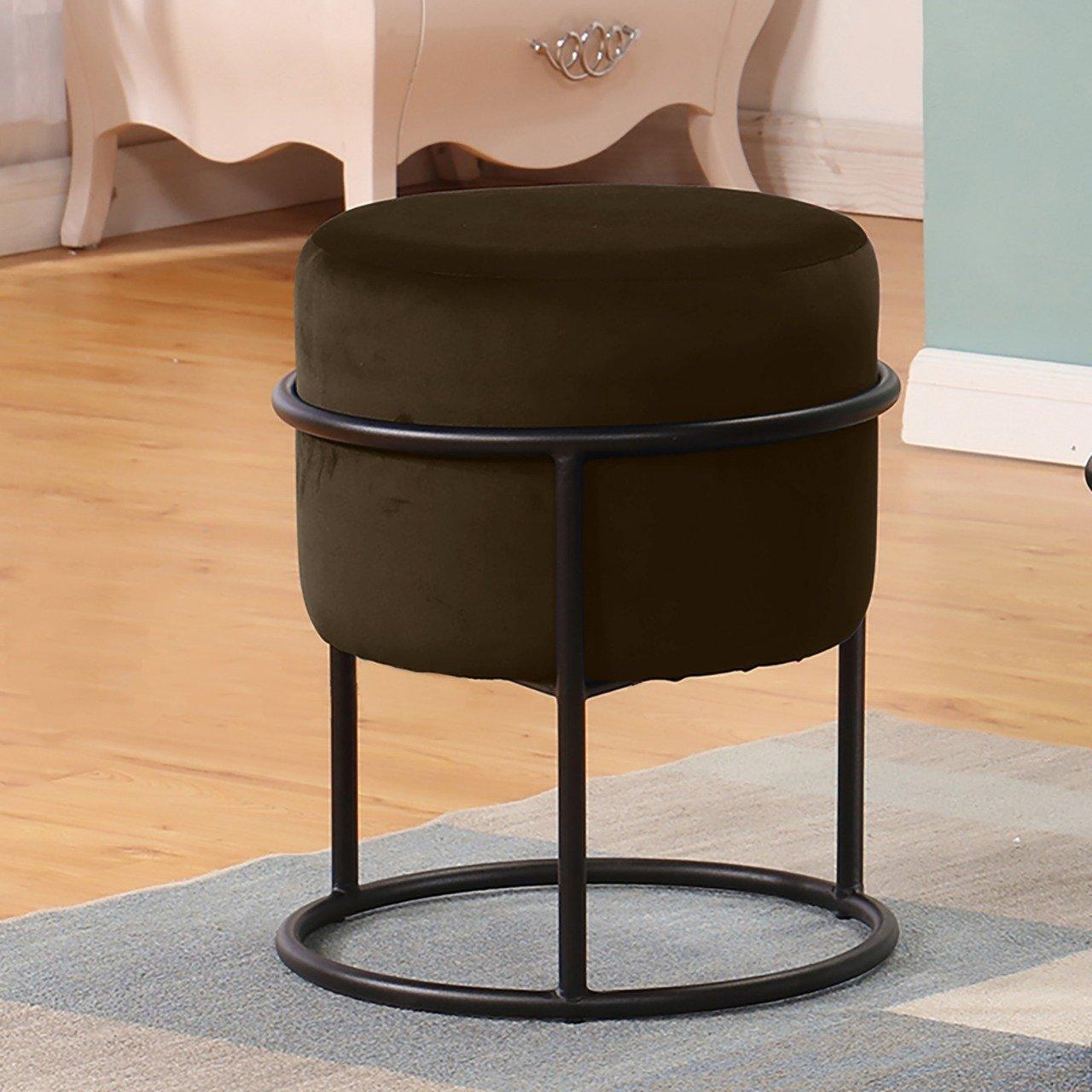 Luxury Wooden Round stool With Steel Stand -340 - 92Bedding