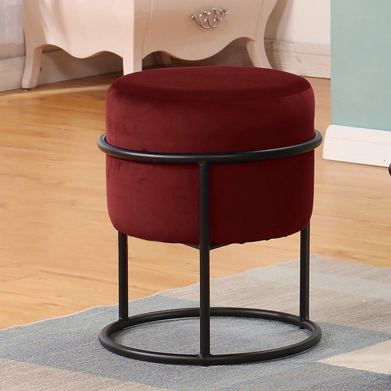 Luxury Wooden Round stool With Steel Stand -342 - 92Bedding