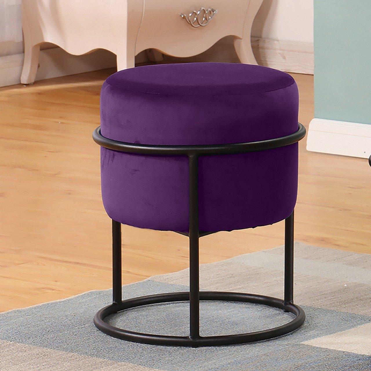 Luxury Wooden Round stool With Steel Stand -345 - 92Bedding