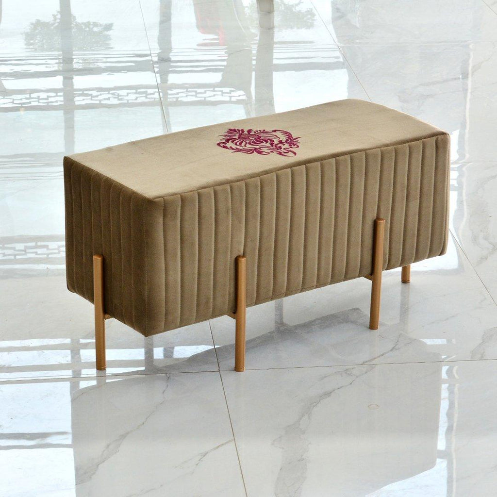 Wooden stool 2 Seater Embroidered With Steel Stand -356 - 92Bedding