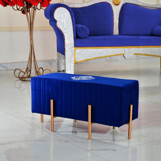 Wooden stool 2 Seater Embroidered With Steel Stand -357 - 92Bedding