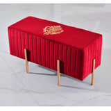 Wooden stool 2 Seater Embroidered With Steel Stand -358 - 92Bedding