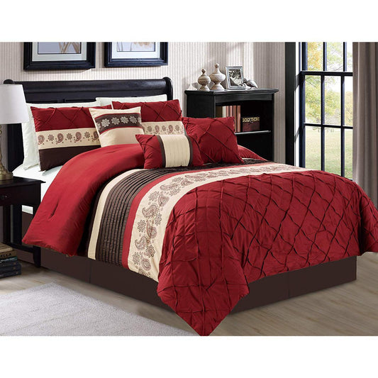 7 Pc;s Luxury Embroidered Cross Pleated Duvet Set - 92Bedding