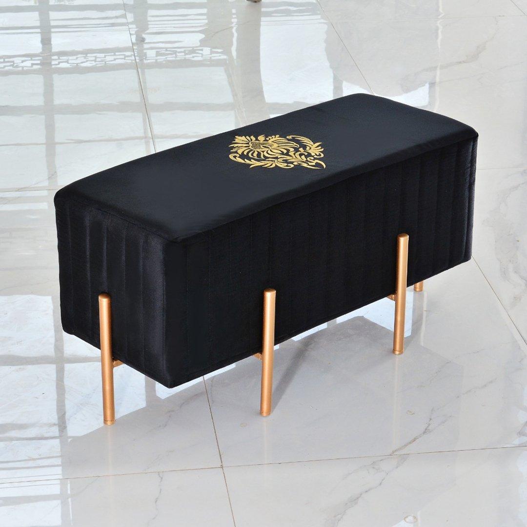 Wooden stool 2 Seater Embroidered With Steel Stand -360 - 92Bedding