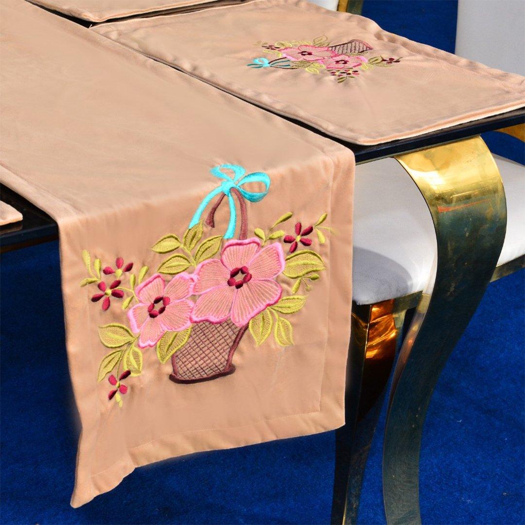 7 pcs Embroidered Table Runner Set With Place Mats 06 - 92Bedding