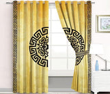 2 Pc's Luxury Velvet Embroidered Curtains With 2 Belts 23 - 92Bedding