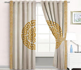 2 Pc's Luxury Velvet Embroidered Curtains With 2 Belts 29 - 92Bedding