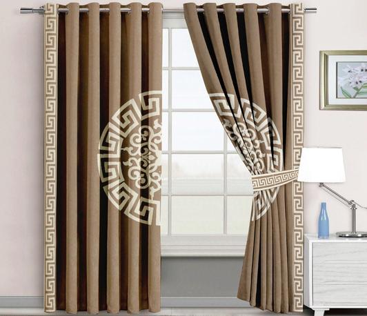 2 Pc's Luxury Velvet Embroidered Curtains With 2 Belts 26 - 92Bedding
