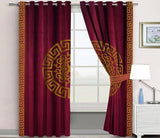 2 Pc's Luxury Velvet Embroidered Curtains With 2 Belts 21 - 92Bedding