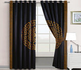 2 Pc's Luxury Velvet Embroidered Curtains With 2 Belts 30 - 92Bedding