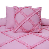 8 Pc's Ruffled Cross Pleated Duvet Set Pink - 92Bedding