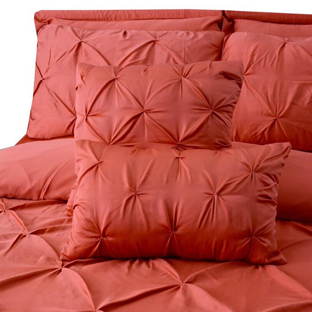 Luxury 8 pc's Sateen Pintuck Duvet set Carrot - 92Bedding