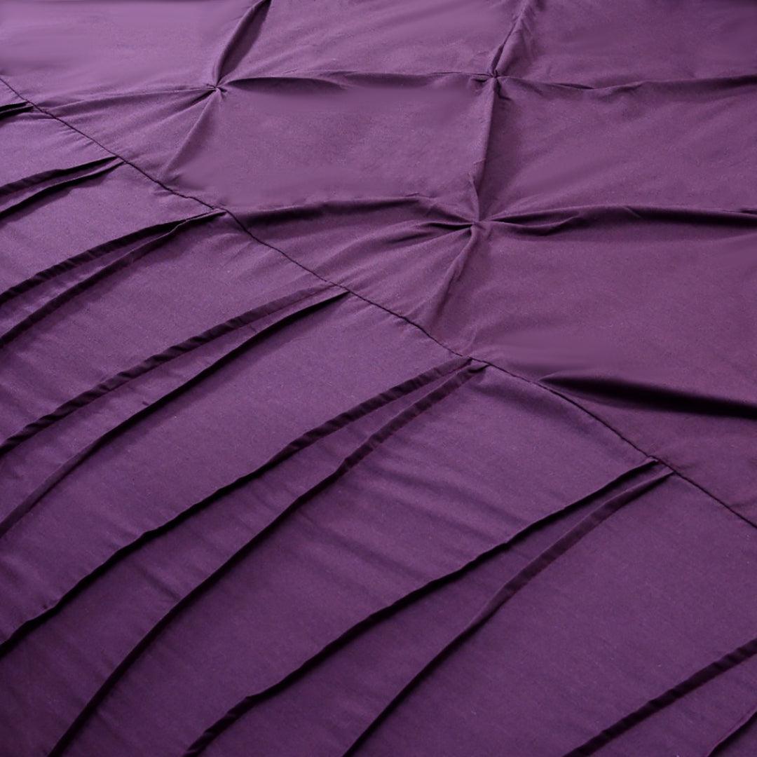 3 Pcs Pintuck & Cross Pleated Duvet Set - violet - 92Bedding