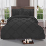 8 Pc's Ruffled Cross Pleated Duvet Set Grey - 92Bedding
