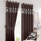 2 Pc's Luxury Velvet Embroidered Curtains With 2 Belts 32 - 92Bedding