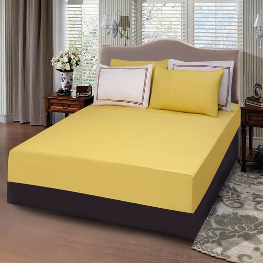 5 Pc's Baratta Stitched Fitted Sheet Set Yellow - 92Bedding