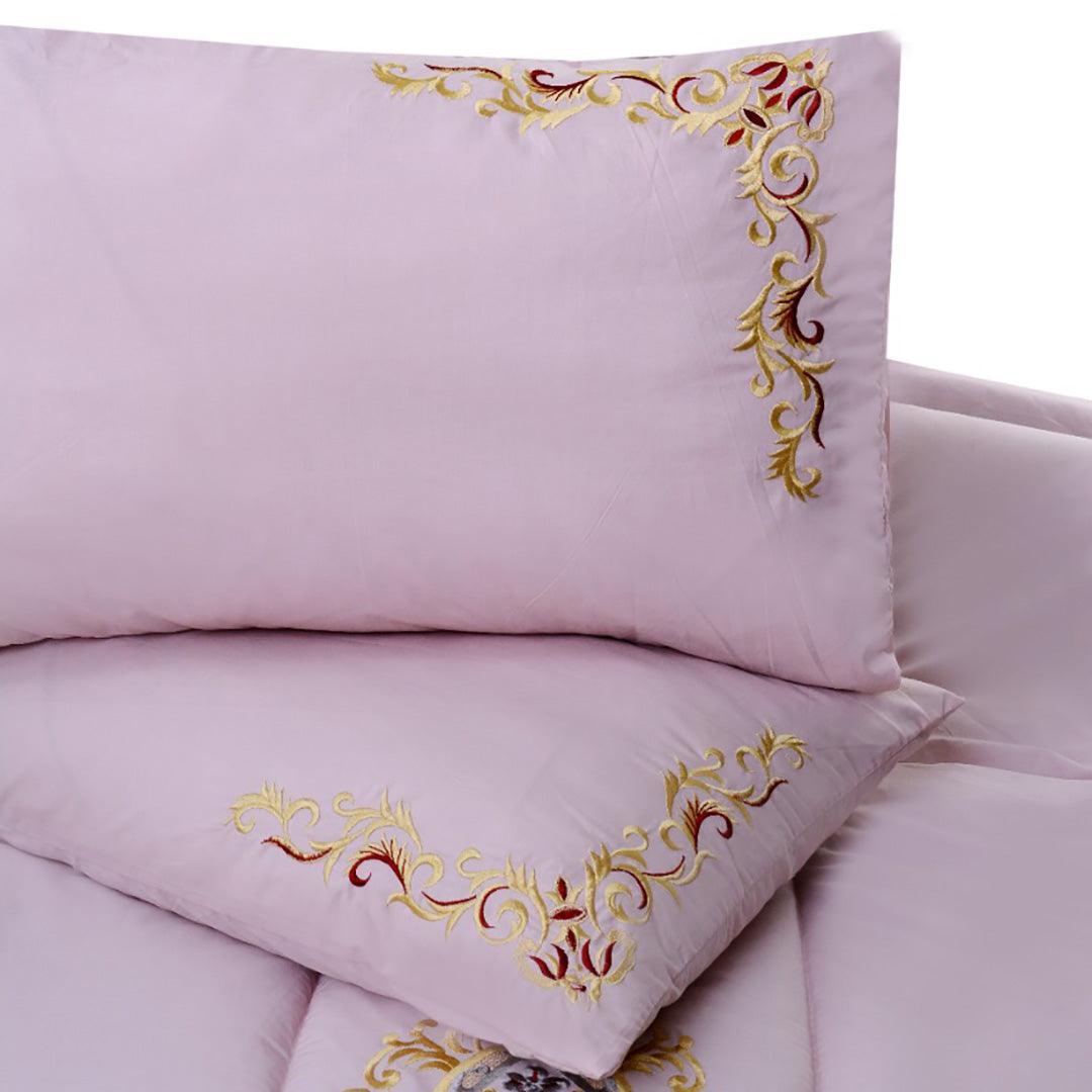 Luxury 6 Pcs Marina Embroidered Comforter Set Pink - 92Bedding
