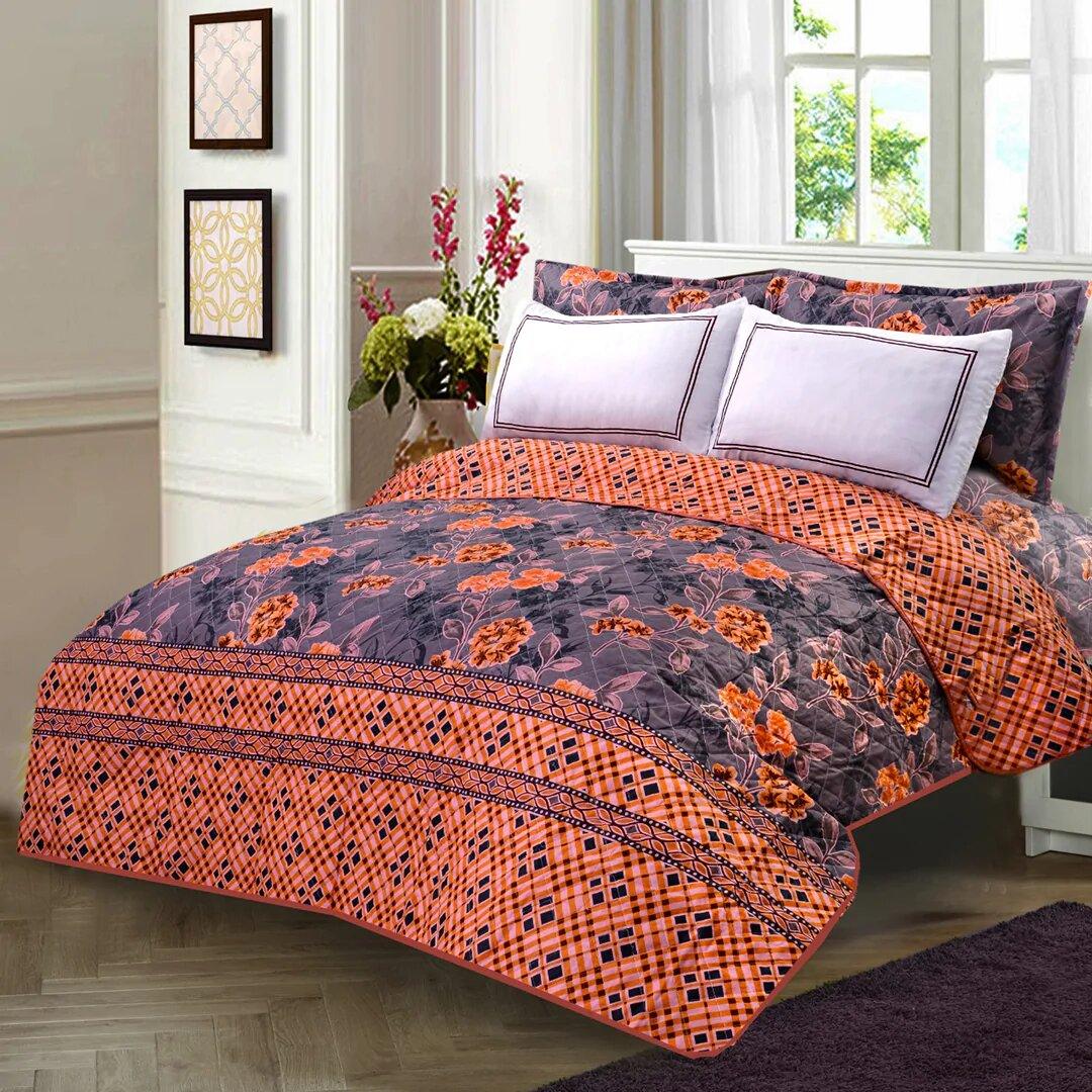 5 Pcs Quilted Printed Bedspread set -10 - 92Bedding
