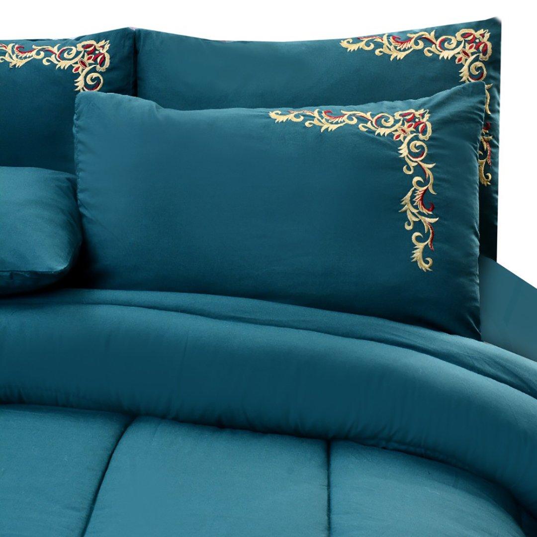 Luxury 6 PC'S Mariana Embroidered Comforter Set Teal - 92Bedding