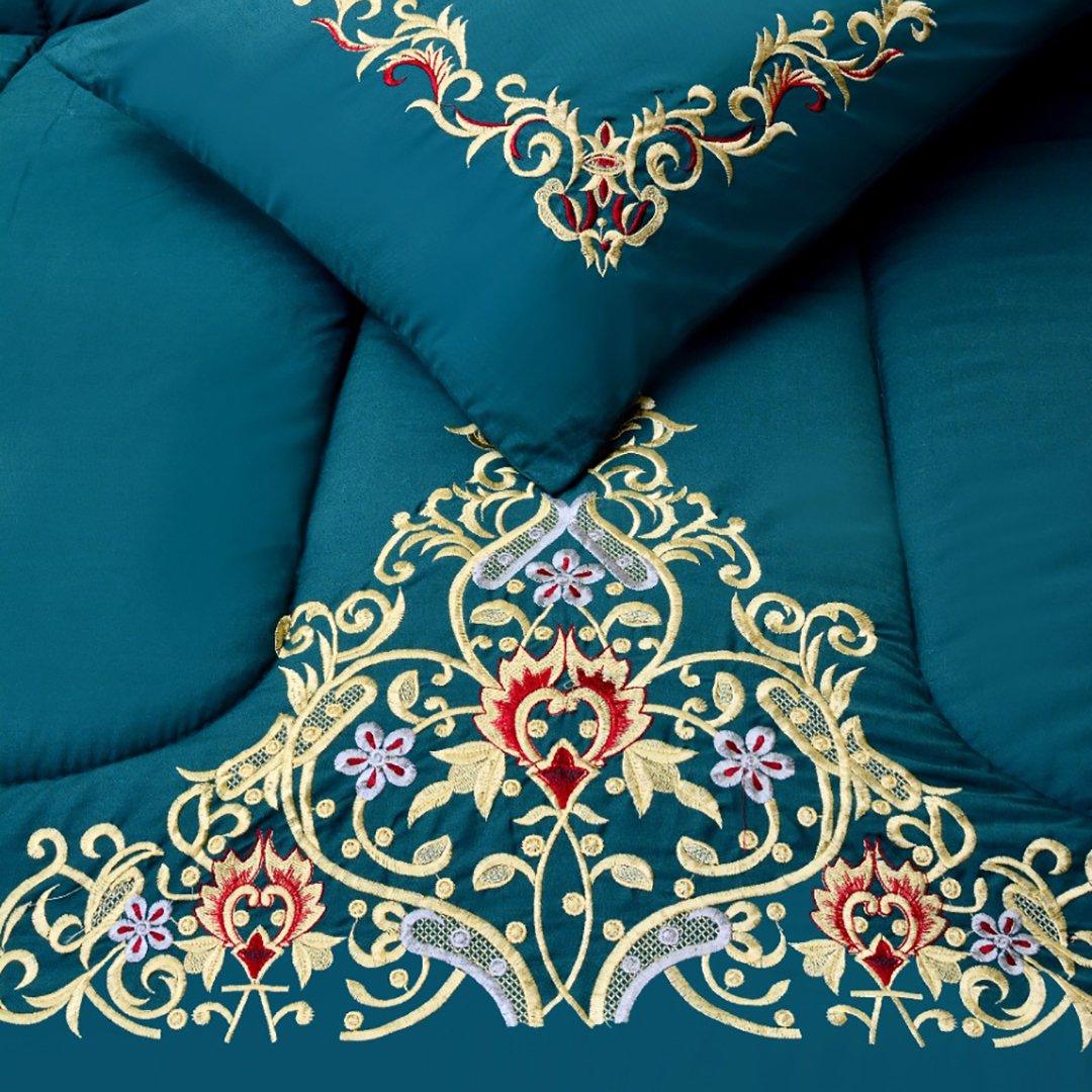 Luxury 6 PC'S Mariana Embroidered Comforter Set Teal - 92Bedding