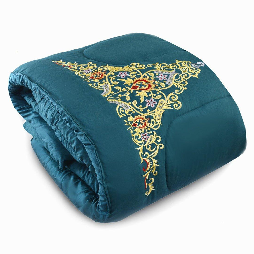 Luxury 6 PC'S Mariana Embroidered Comforter Set Teal - 92Bedding
