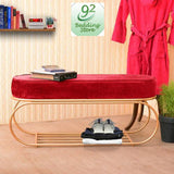 3 SEATER LUXURY STOOL WITH SHOE RACK - 1005 - 92Bedding