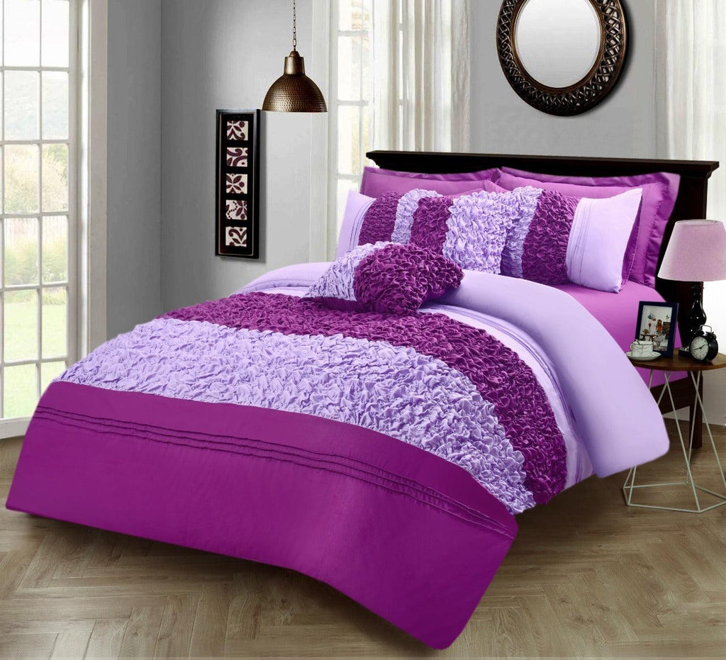 8 Pcs Embellished Comforter Set Purple & violet - 92Bedding