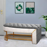 Luxury 3 Seater Side Poufy Table With Steel Frame -1046 - 92Bedding