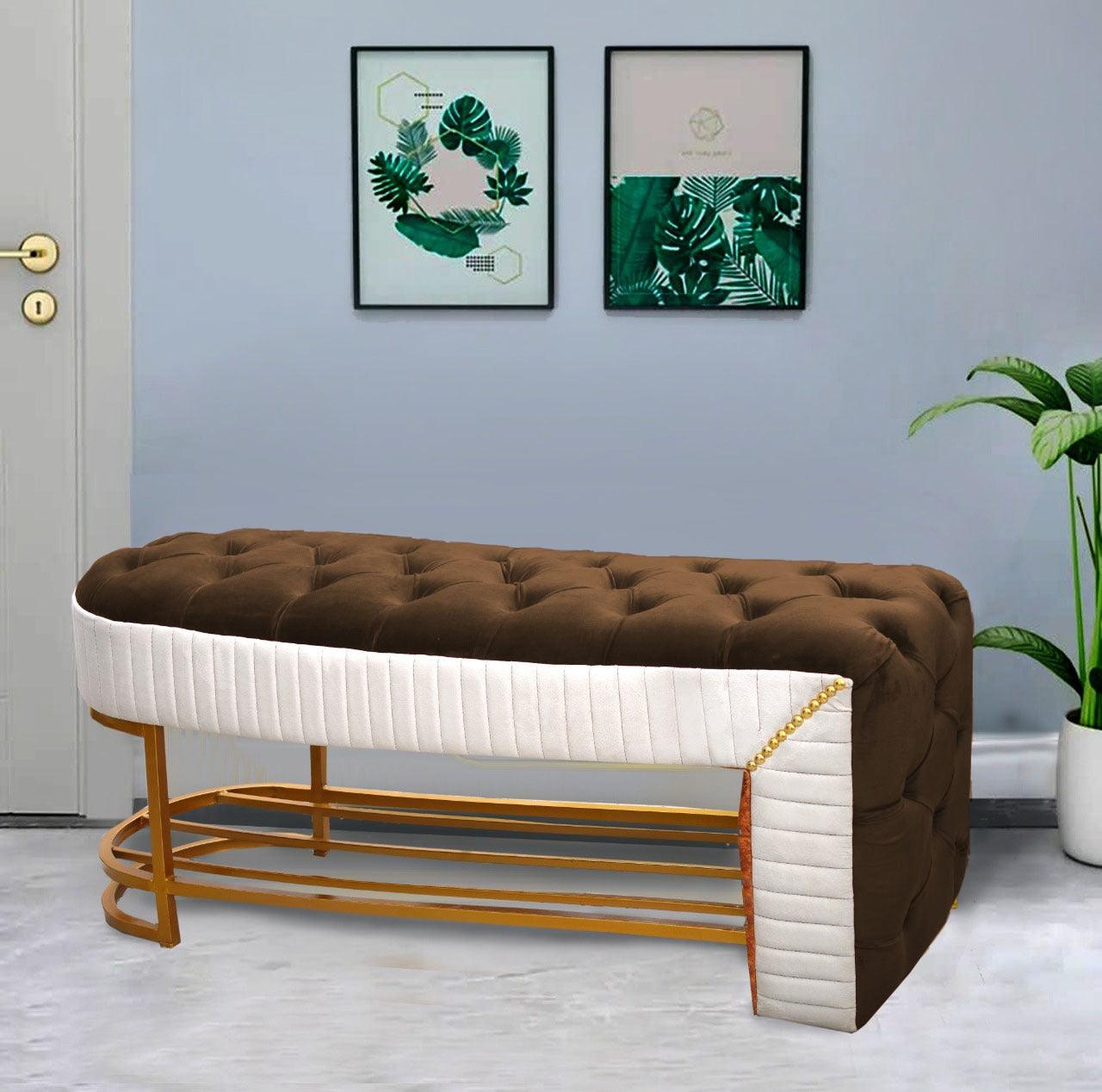 Luxury 3 Seater Side Poufy Table With Steel Frame -1046 - 92Bedding