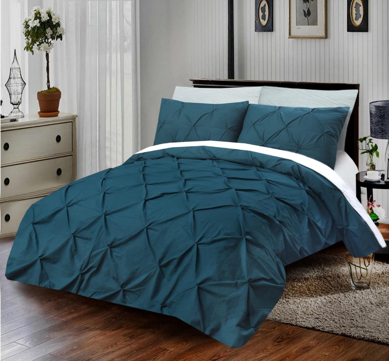 6 PC's Printed Diamond Pintuck Duvet Set - 92Bedding