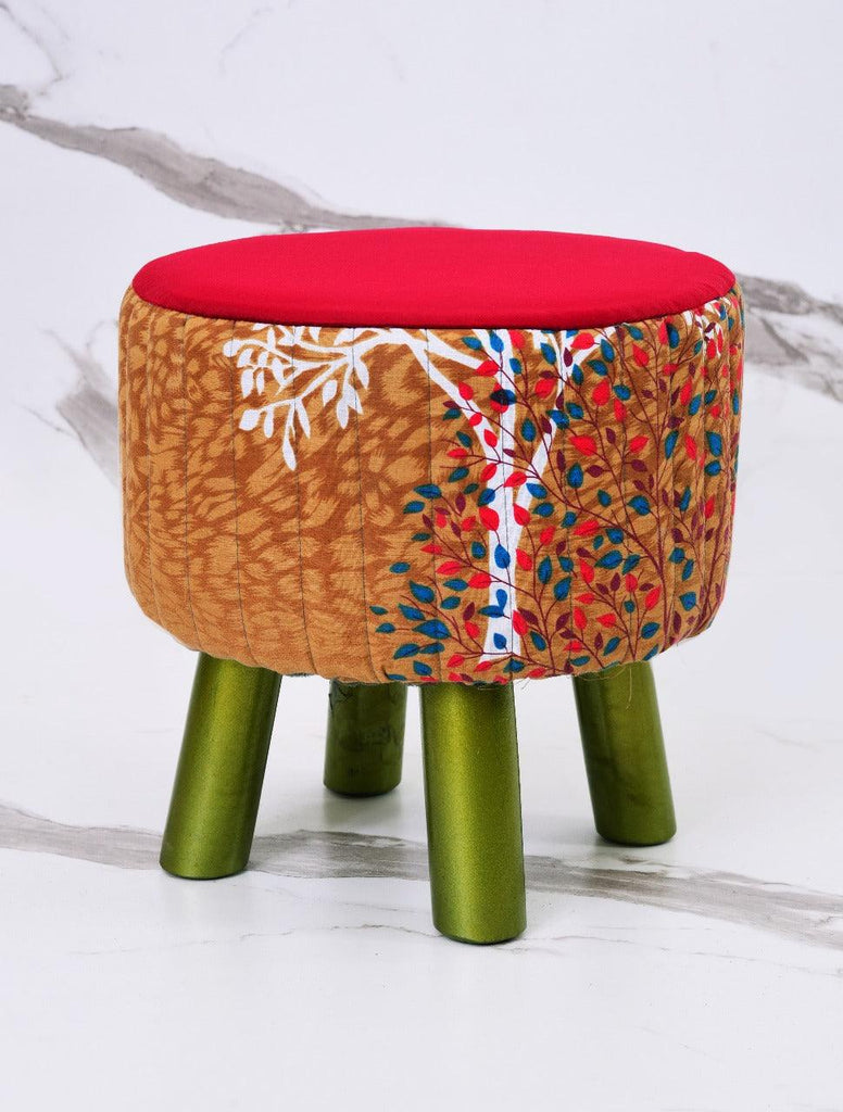 Printed Wooden stool round shape-1124 - 92Bedding