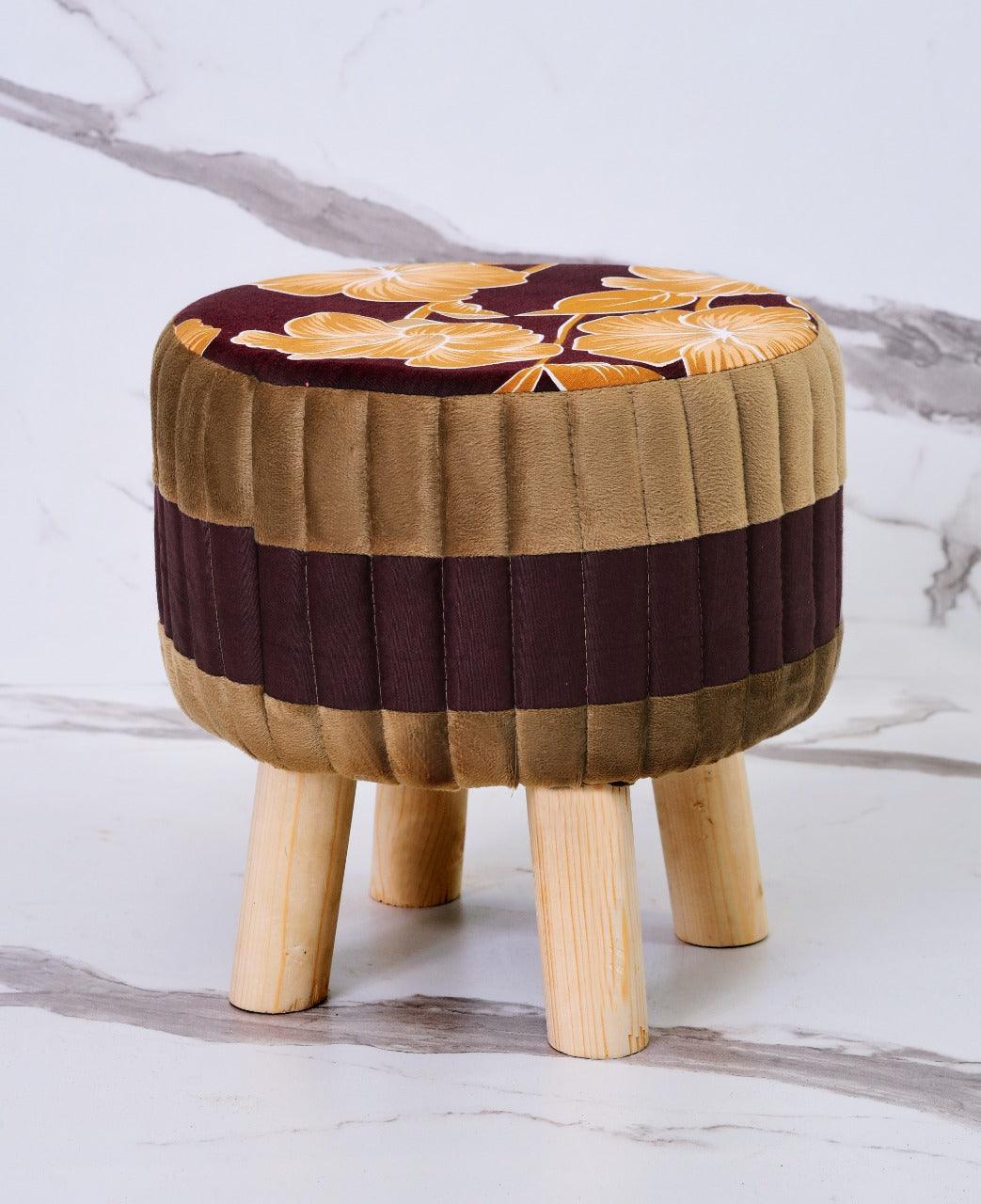 Printed Wooden stool round shape-1123 - 92Bedding