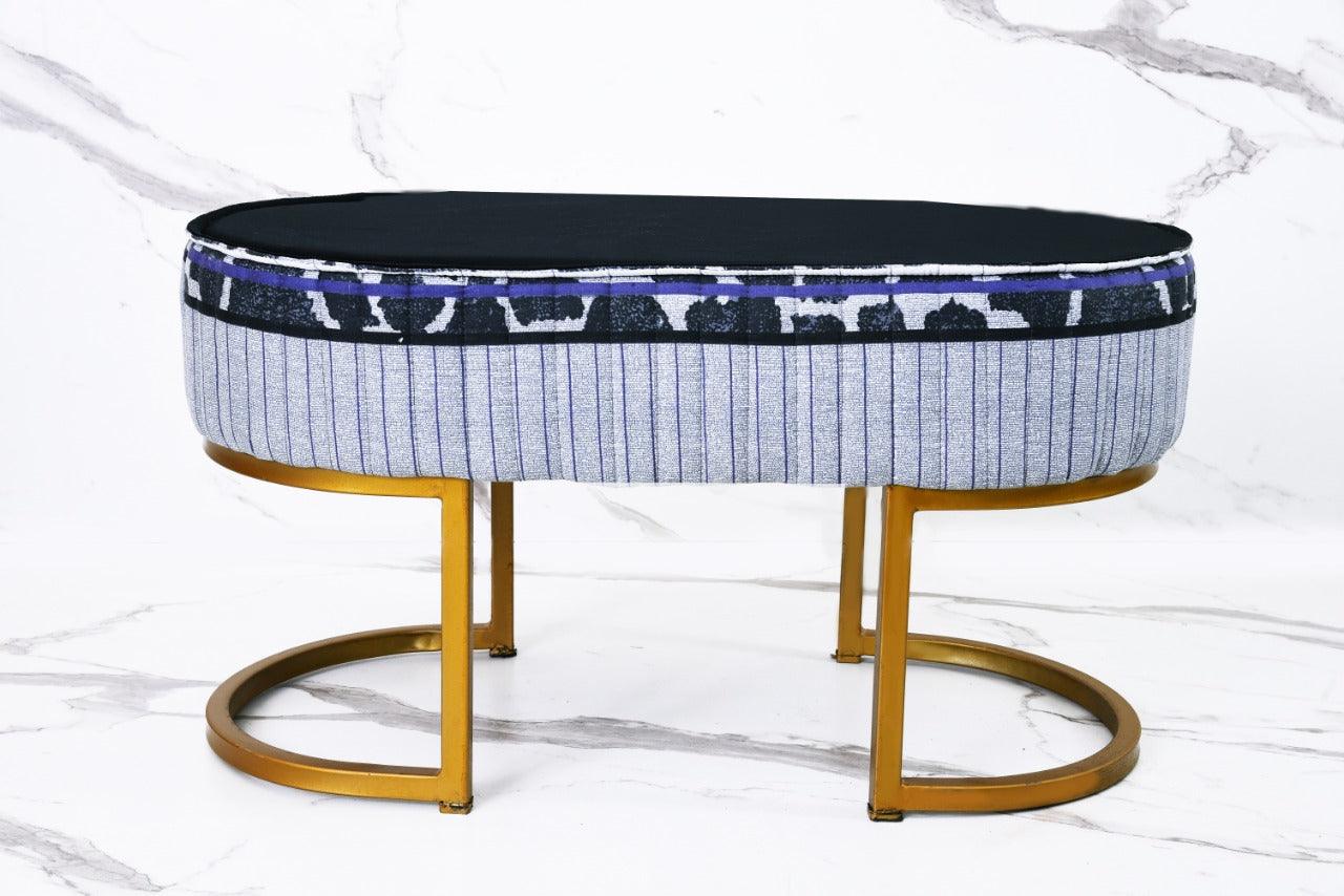 2 Seater Luxury Printed Stool With Steel Stand -1111 - 92Bedding