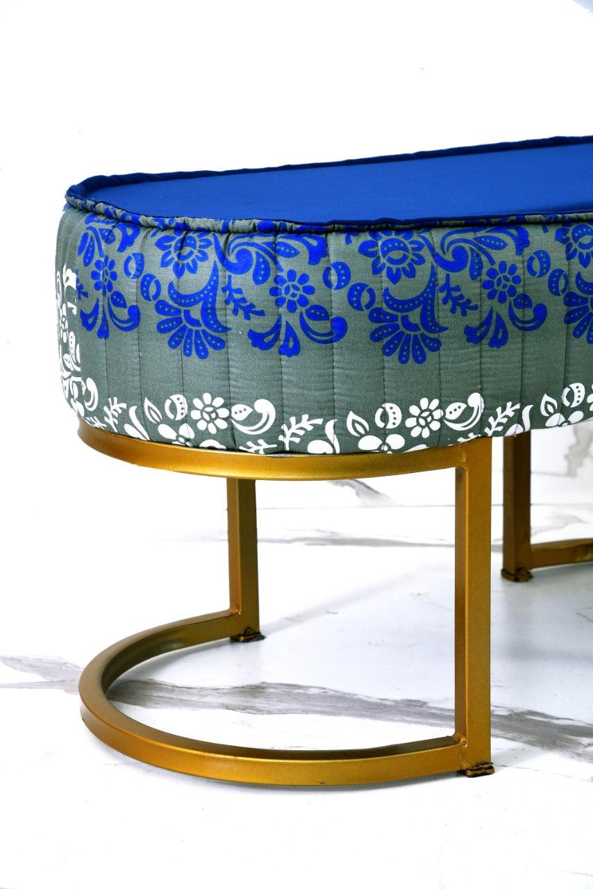 2 Seater Luxury Printed Stool With Steel Stand -1115 - 92Bedding