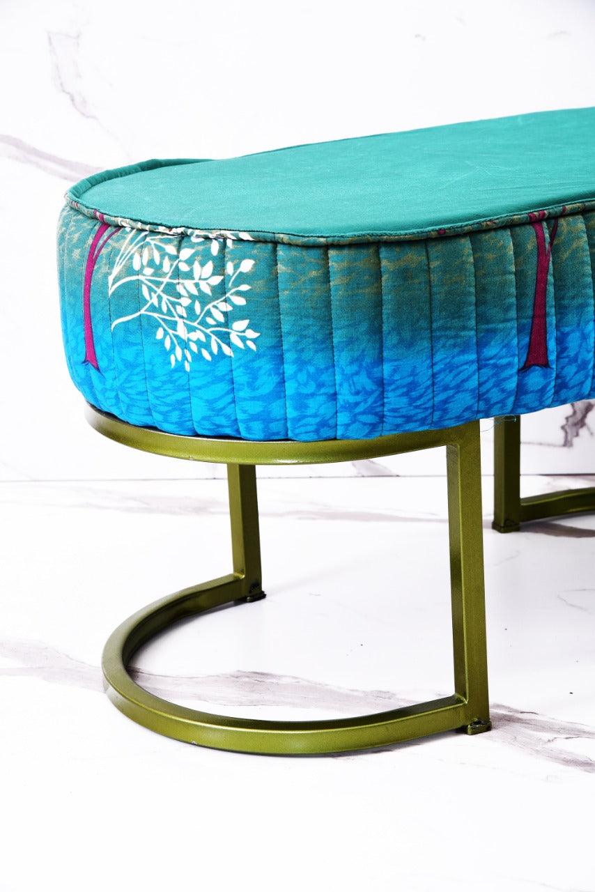 2 Seater Luxury Printed Stool With Steel Stand -1112 - 92Bedding