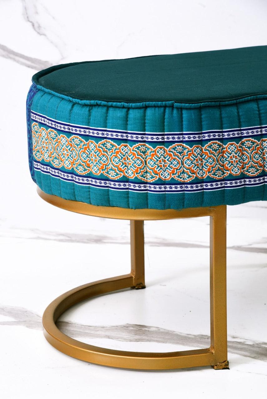 2 Seater Luxury Printed Stool With Steel Stand -1114 - 92Bedding