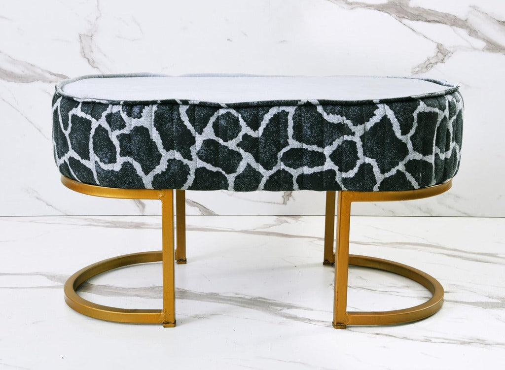 2 Seater Luxury Printed Stool With Steel Stand -1113 - 92Bedding