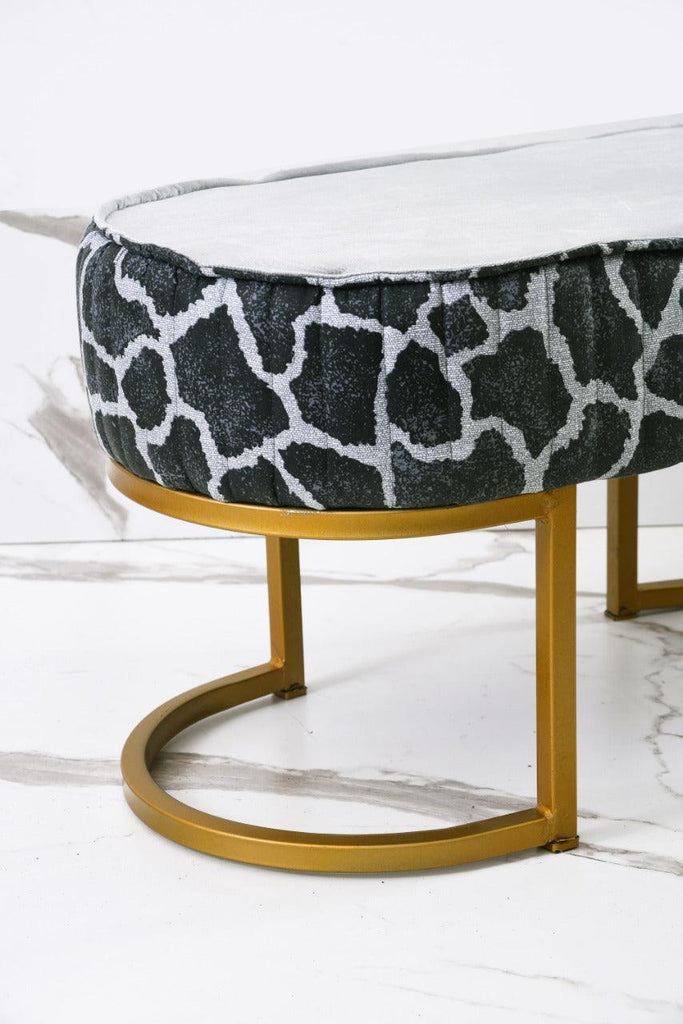 2 Seater Luxury Printed Stool With Steel Stand -1113 - 92Bedding