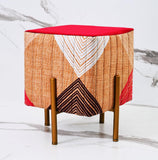 Printed Wooden stool Square shape With Steel Stand-1122 - 92Bedding