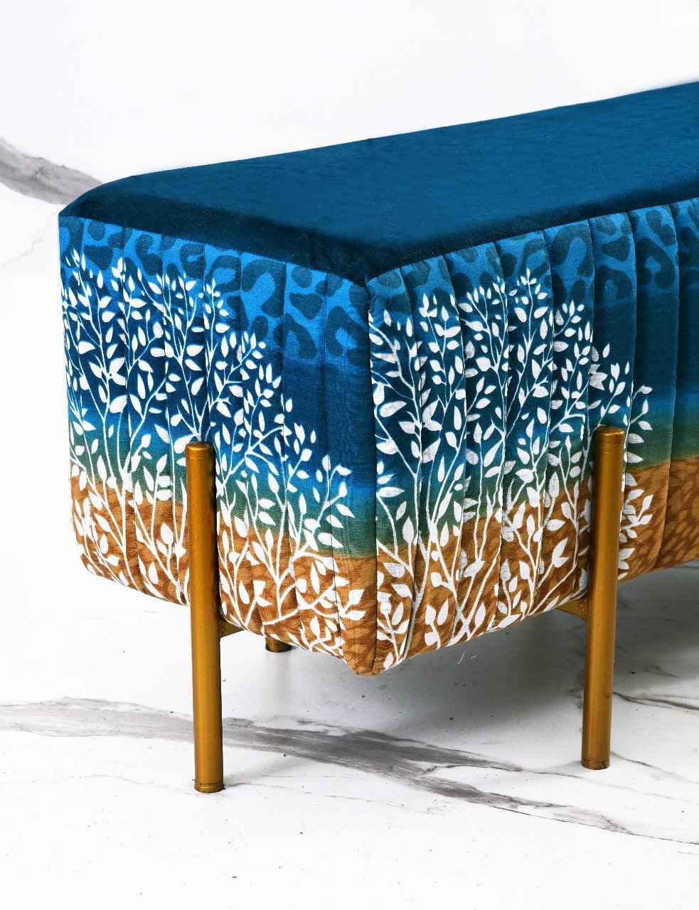 2 Seater Luxury Printed Stool With Steel Stand -1119 - 92Bedding