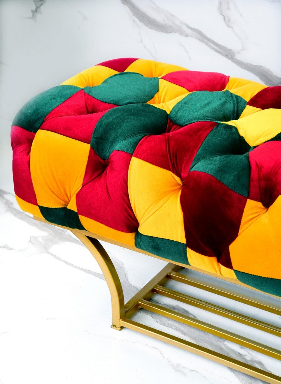 3 Seater Ottoman Printed Stool With Shoe Rack -1126 - 92Bedding
