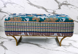 3 Seater Printed Storage Box Stool With Steel Stand -1127 - 92Bedding