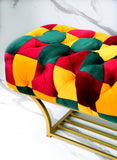 3 Seater Ottoman Printed Stool With Shoe Rack -1126 - 92Bedding