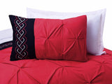 Embroidered Pintuck Duvet 8 pieces Maroon - 92Bedding