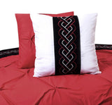 Embroidered Pintuck Duvet 8 pieces Maroon - 92Bedding