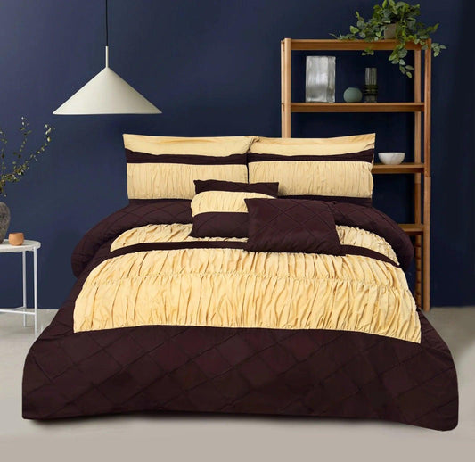 Luxury 8 pcs Frilly Cross Pleated Duvet Set - 92Bedding