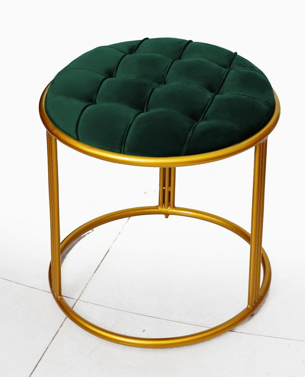 Luxury Velvet Round Stool With Steel Stand -899 - 92Bedding