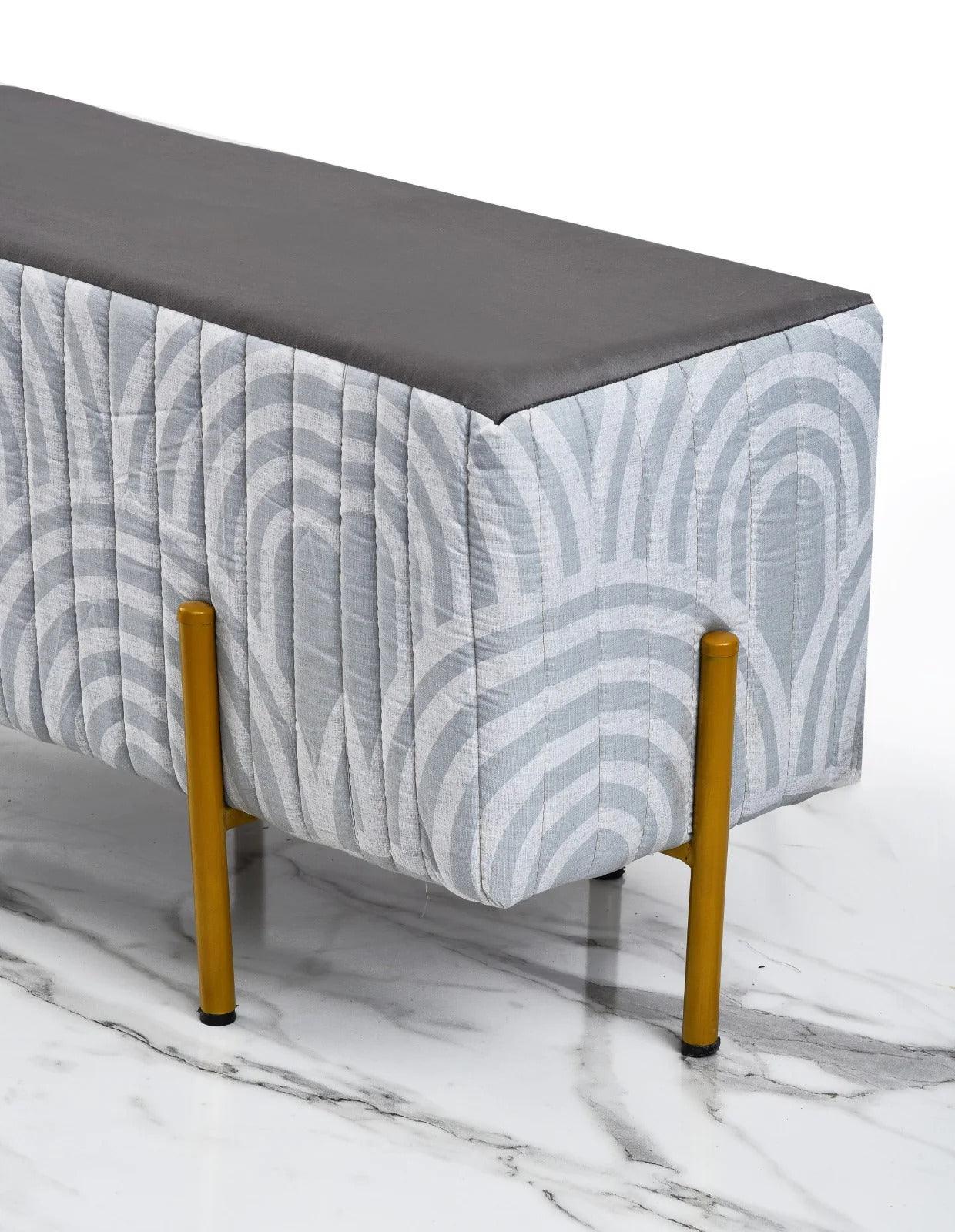 2 Seater Luxury Printed Stool With Steel Stand -1180 - 92Bedding